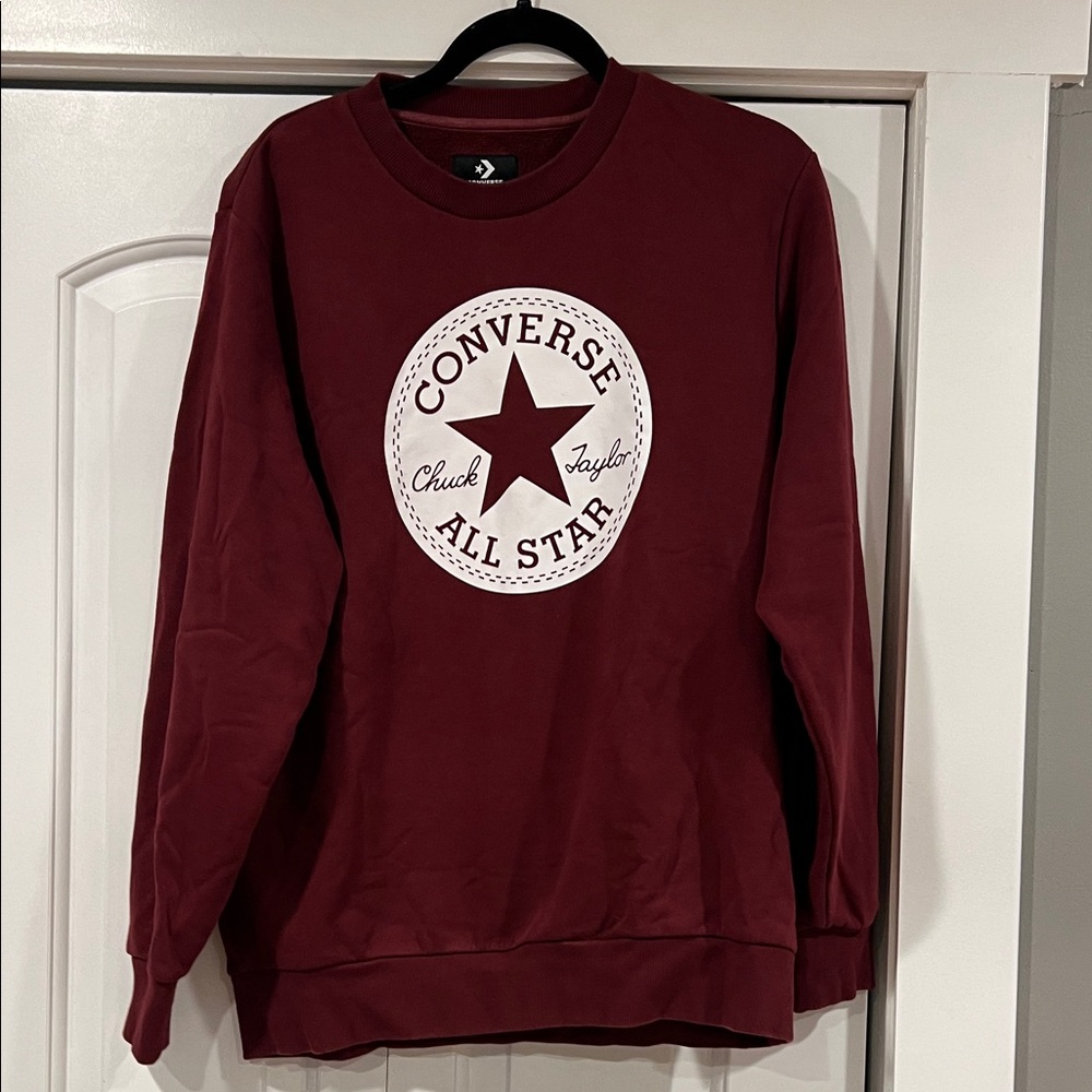 Converse Men's Dark Red Crewneck Sweater chuck taylor medium‎